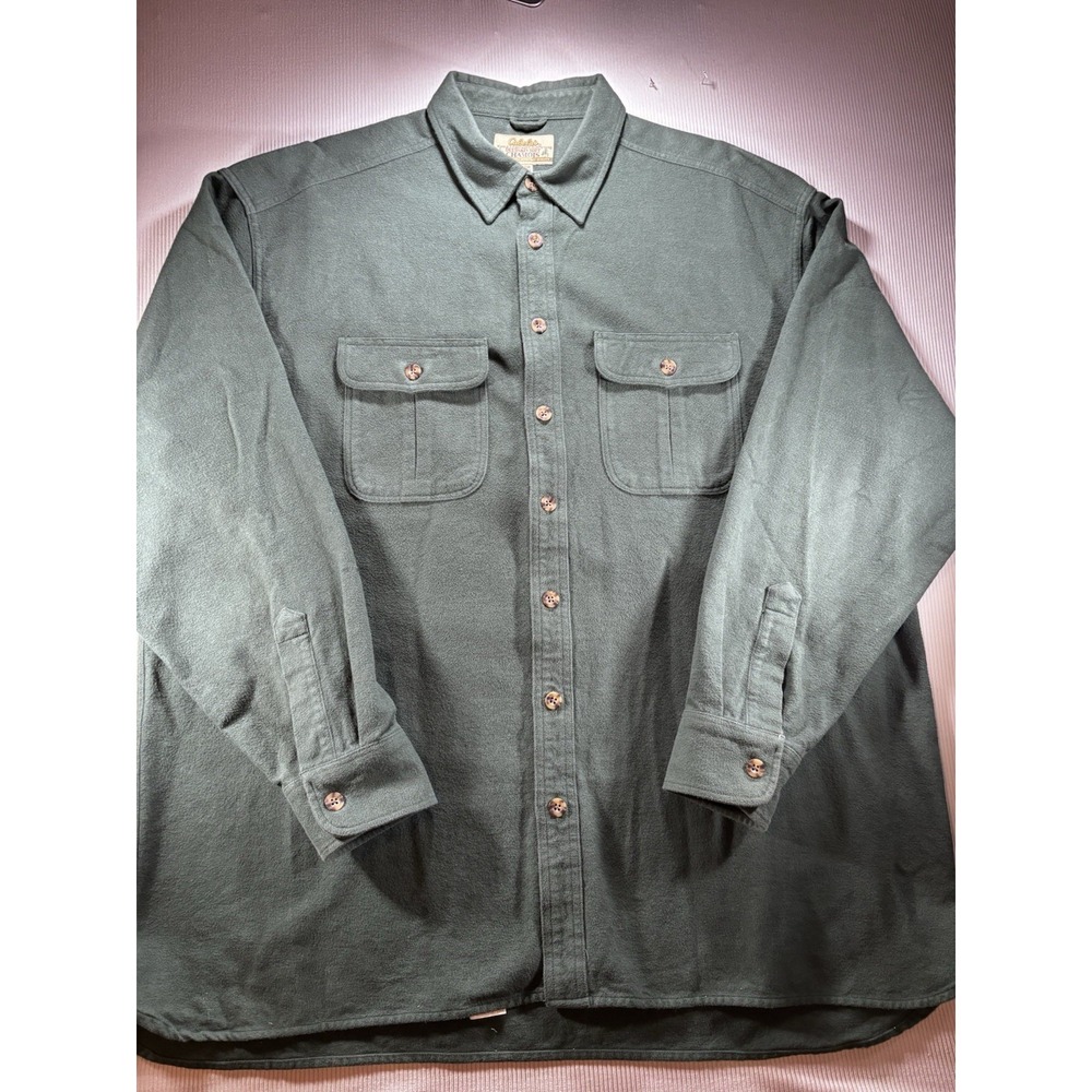 Cabela's Deerskin Chamois Forrest Green Button Down Men's Shirt Heavyweight 2XL